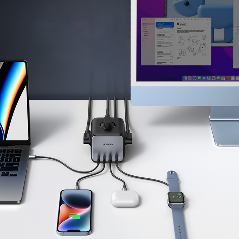Regleta cubo Ugreen CD268 65W USB-A/USB-C + 3x AC, negra