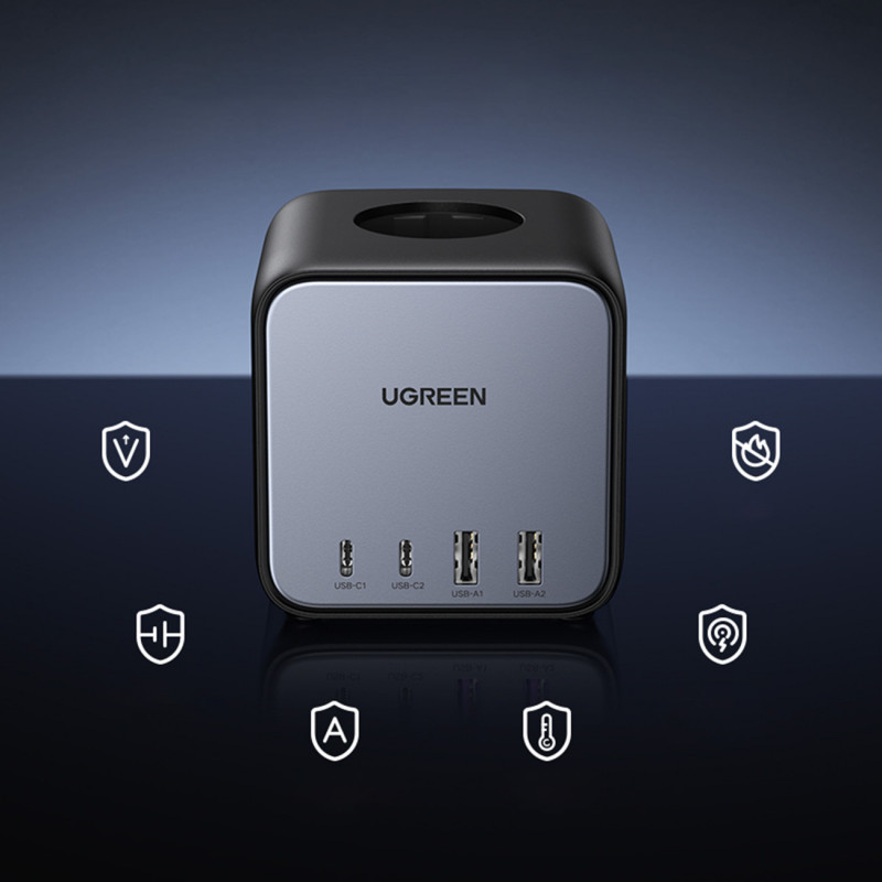 Regleta cubo Ugreen CD268 65W USB-A/USB-C + 3x AC, negra