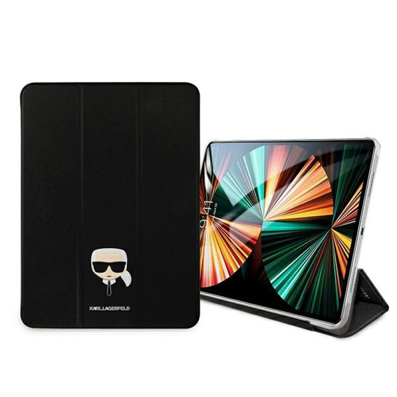Funda tipo libro Karl Lagerfeld KLFC11OKHK para Apple iPad Pro 11 2021 3.ª gen, negra Saffiano Karl Head