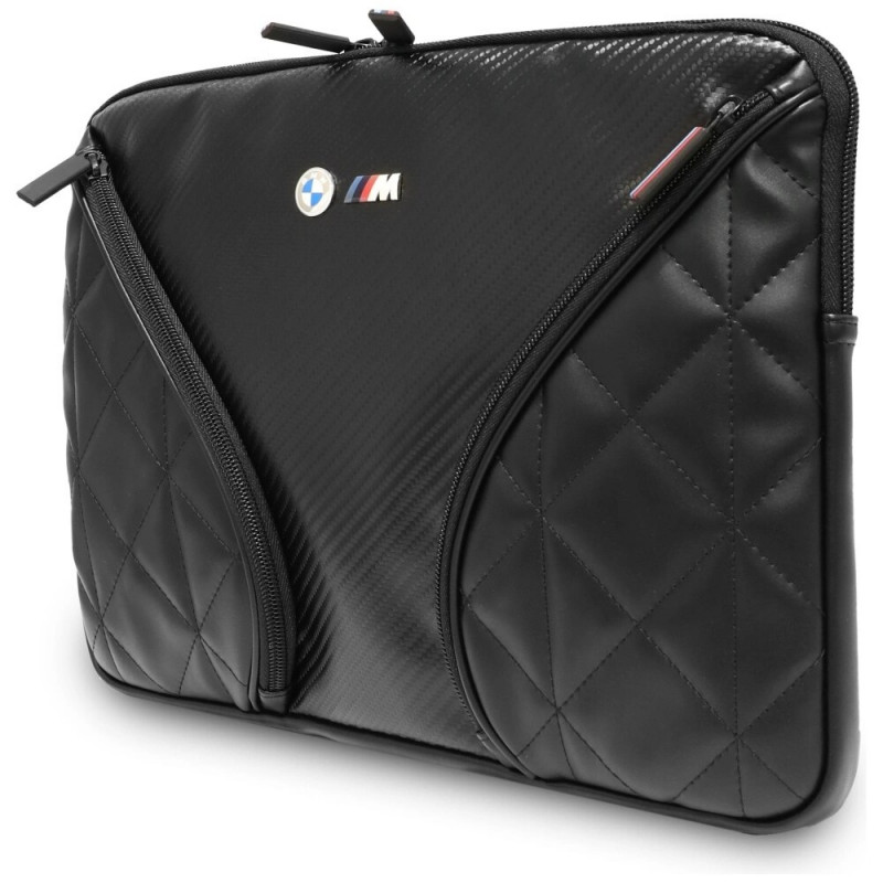 Funda para portátil BMW Carbon Pockets & Metal Logo 14", negra
