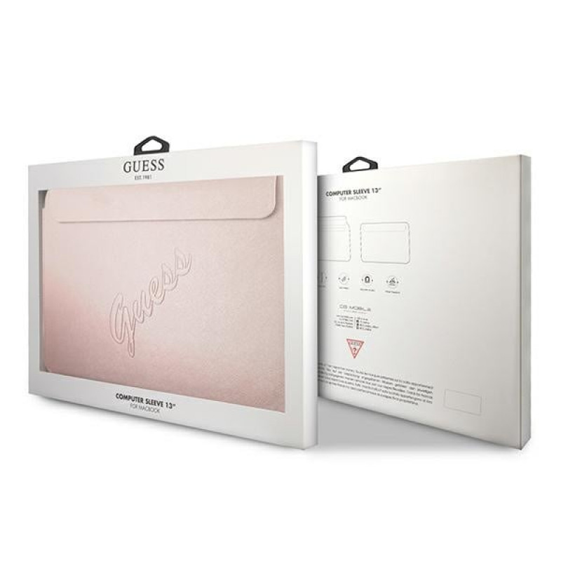 Funda Guess GUCS13PUSASPI Saffiano Script para portátil de 13", rosa