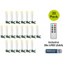 Velas navideñas LED inalámbricas para árbol de Navidad Goobay 75258 (20 uds.), incl. 20x AAA (LR03), clips, mando a distancia, temporizador, regulables, blanco cálido (2600 K)