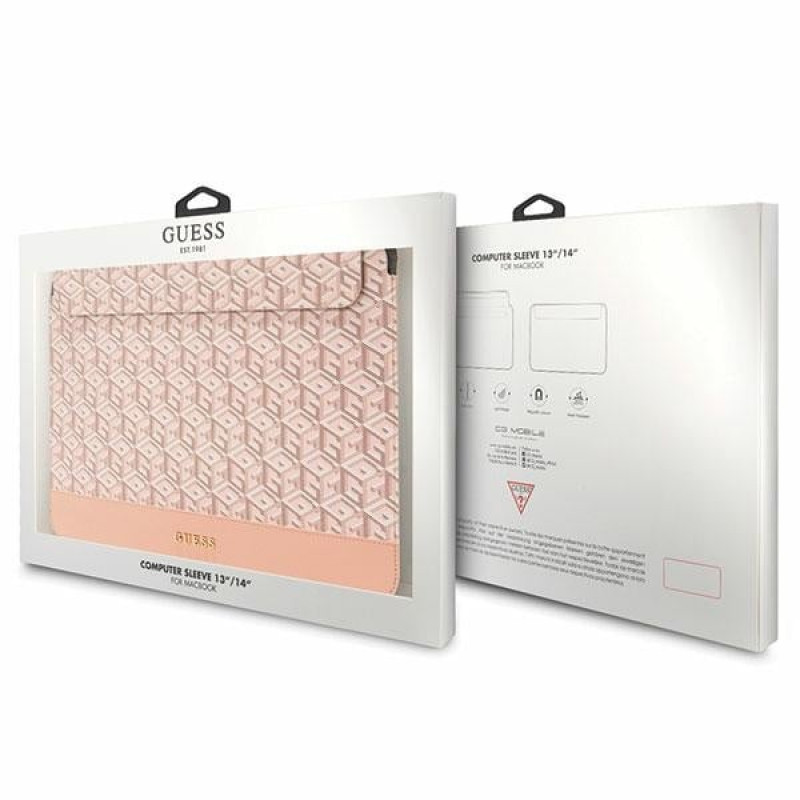 Funda para portátil Guess GUCS14HGCFSEP 14", GCube Stripes, rosa
