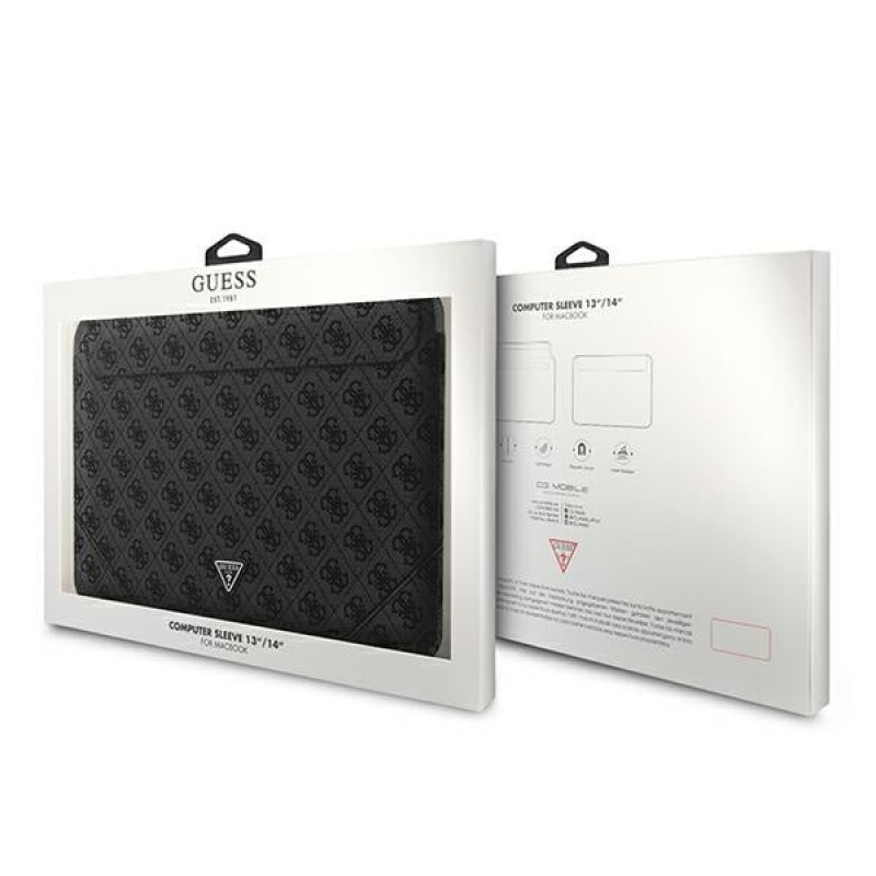 Funda para portátil Guess GUCS14P4TK 13/14 pulgadas, 4G Uptown Triangle, negra