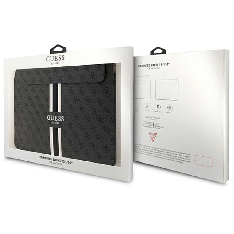 Funda para portátil Guess GUCS14P4RPSK de 14 pulgadas, 4G Printed Stripes, negra
