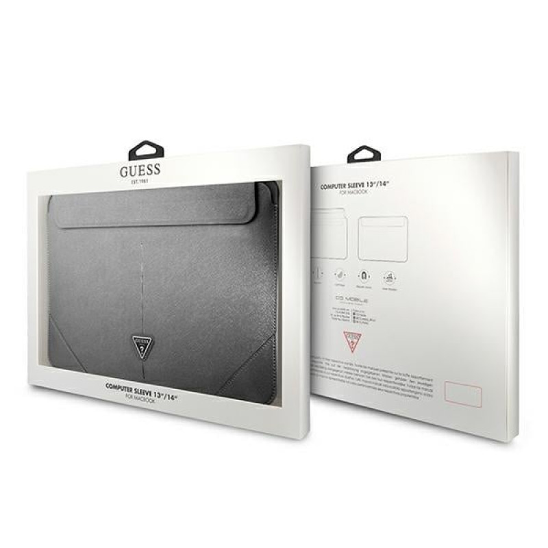 Funda para portátil Guess GUCS14PSATLG 13/14 pulgadas, Saffiano Triangle, plateada