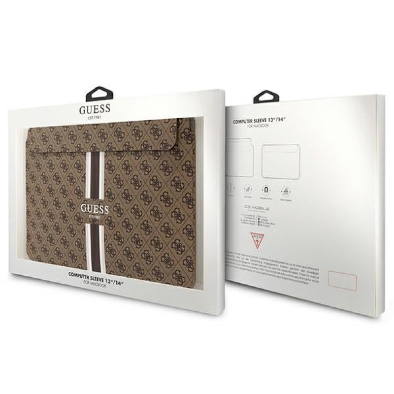 Funda para portátil Guess GUCS14P4RPSW de 14 pulgadas, 4G Printed Stripes, marrón
