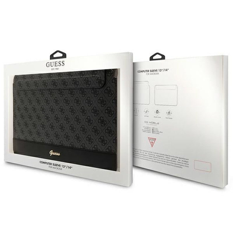 Funda para portátil Guess GUCS14PS4SGK de 14 pulgadas, 4G Stripe Metal Logo, negra