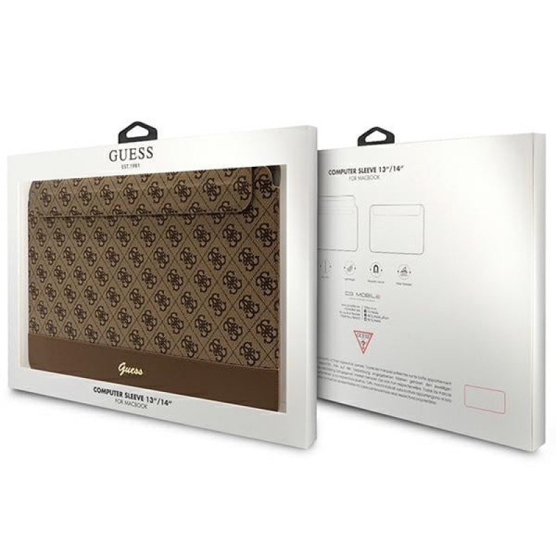 Funda para portátil Guess GUCS14PS4SGW 14 pulgadas, 4G Stripe Metal Logo, marrón