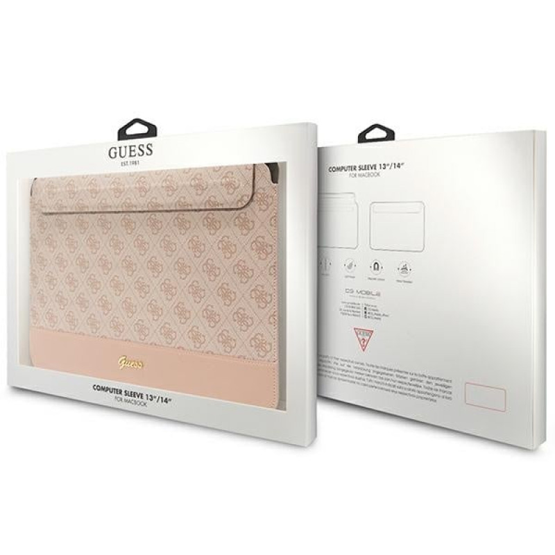 Funda para portátil Guess GUCS14PS4SGP 14 pulgadas, 4G Stripe Metal Logo, rosa