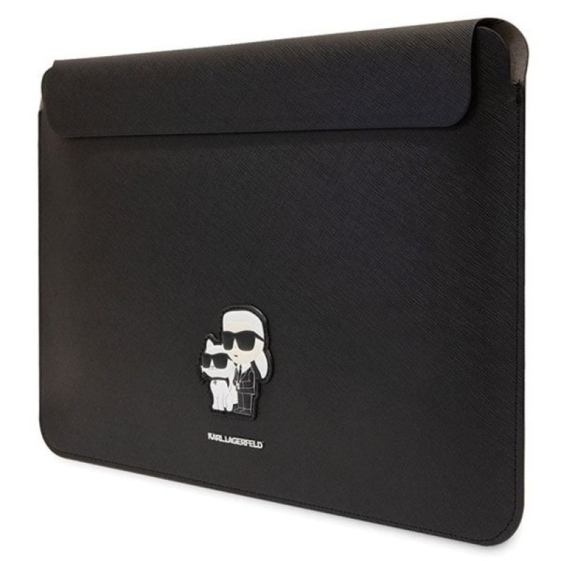 Funda para portátil Karl Lagerfeld KLCS14SAKCPMK para 14", negra, Saffiano Karl&Choupette