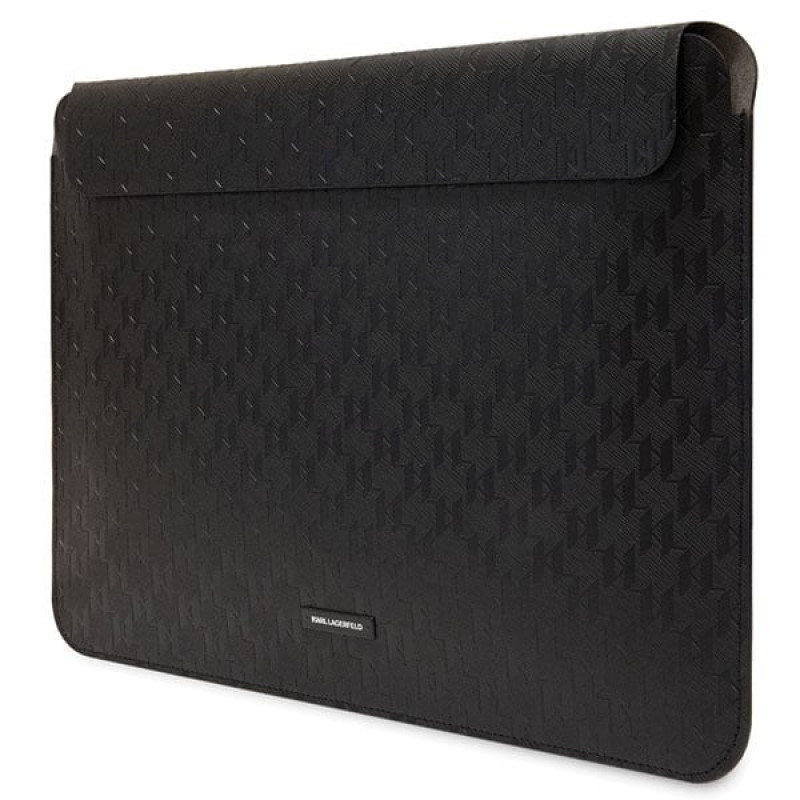 Funda para portátil Karl Lagerfeld KLCS14SAKLHPK para 14", negra, Saffiano Monogram Plaque