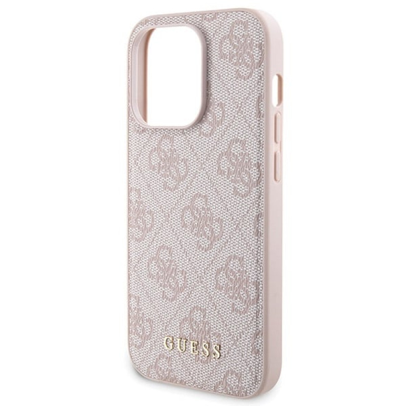 Guess GUBPM5P14L4GEMGP Funda rígida para Apple iPhone 14 Pro + batería externa MagSafe de 5000 mAh, 4G Metal Logo, rosa