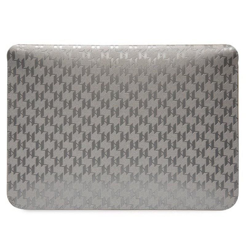 Funda para portátil Karl Lagerfeld KLCS14SAKHPCG para 14", plateada, Saffiano Monogram Choupette