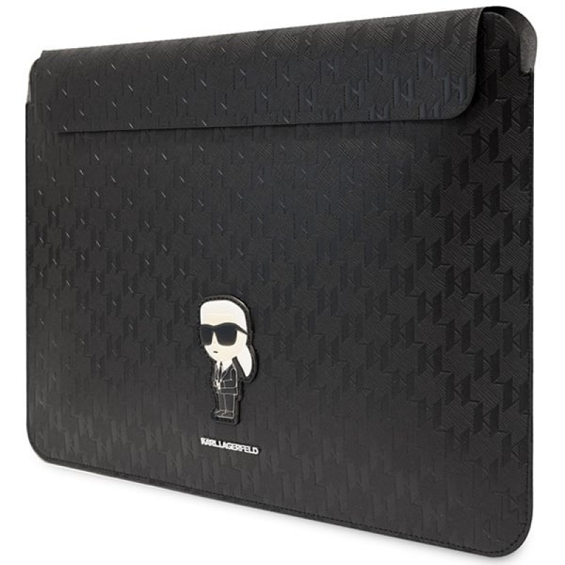Funda para portátil Karl Lagerfeld KLCS14SAKHPKK para 14", negra, Saffiano Monogram Ikonik