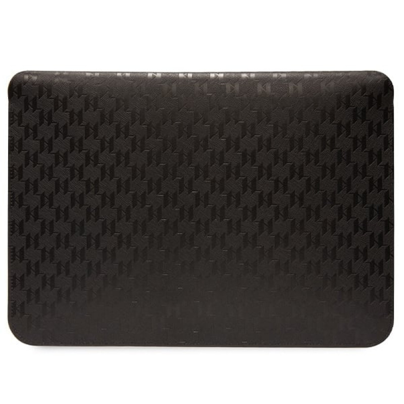 Funda para portátil Karl Lagerfeld KLCS14SAKHPKK para 14", negra, Saffiano Monogram Ikonik