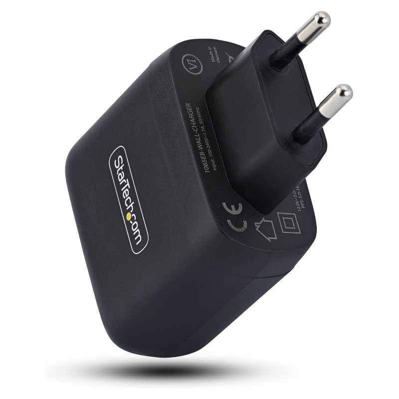 Cargador de portátil StarTech.com 1065EB-WALL-CHARGER 65 W USB-C GaN, negro