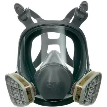 3M 6800 máscara completa protección respiratoria reutilizable, talla M, silicona, lente de policarbonato, conexión de filtro bayoneta, gris/negro