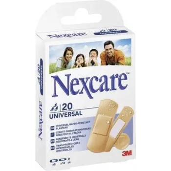 3M Nexcare Apósitos universales, 20 tiras mixtas, color piel, transpirables e hidrófugos, sin látex (N0320AS)