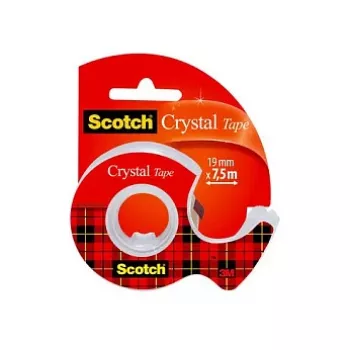 3M Scotch Crystal Clear 600 Cinta adhesiva con dispensador manual, 19 mm x 7,5 m, transparente 6-1975D