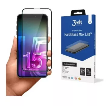 3MK Apple iPhone 15 protector de pantalla HardGlass Max Lite negro