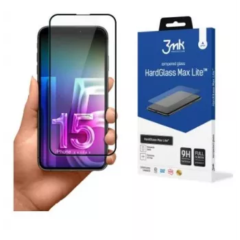Protector de pantalla de cristal templado 3MK HardGlass Max Lite para Apple iPhone 15 Pro negro
