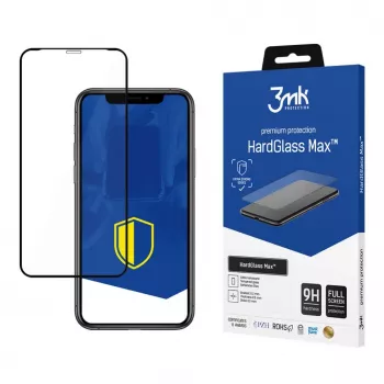 3MK Protector de pantalla de cristal templado HardGlass Max para Apple iPhone XR/11 negro