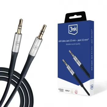 3MK Cable AUX Jack 3,5 mm - Jack 3,5 mm, 1 m, Negro