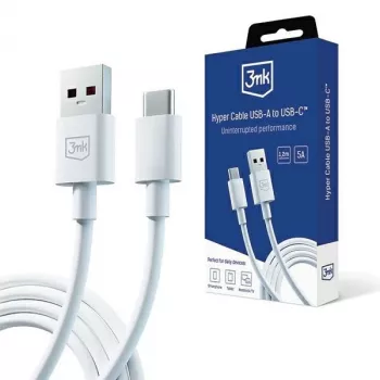 3MK Hyper Cable USB-A a USB-C 5A 60W 1,2m blanco