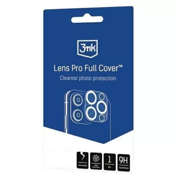 3MK Lens Pro Protector de lentes de cristal templado con cubierta completa para iPhone 14 Pro / 14 Pro Max con marco de aluminio y marco de montaje (1 ud., negro)