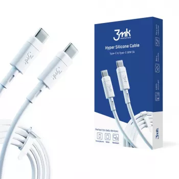 3MK Cable de Silicona Universal Hyper Type-C a Type-C 60W 3A Blanco