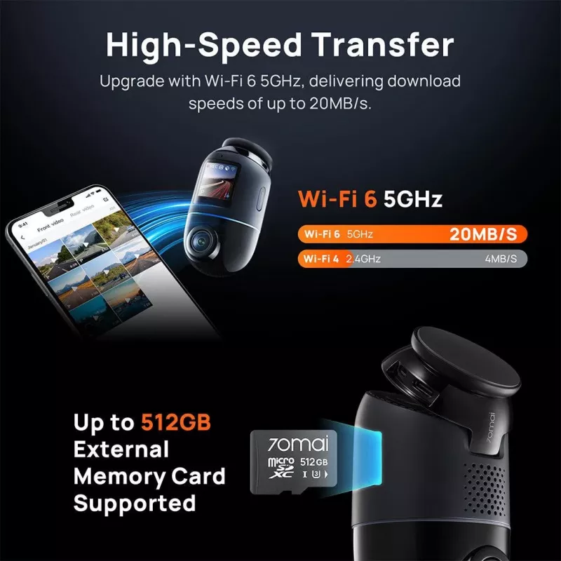 70mai Dash Cam 4K Omni X800 negro