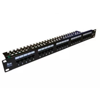 A-LAN Alantec PK012 Panel de parcheo 1U 24 puertos RJ45 Cat.5e UTP Negro