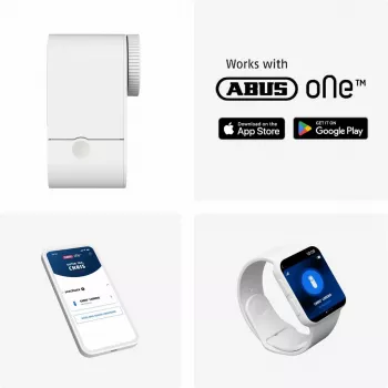 ABUS ABLO10000W accionamiento de cerradura de puerta por radio – montaje en superficie para bombín de perfil europeo, blanco