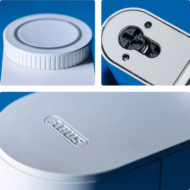 ABUS ABLO10000W accionamiento de cerradura de puerta por radio – montaje en superficie para bombín de perfil europeo, blanco