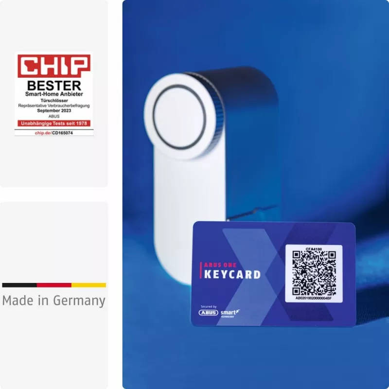 ABUS ABLO10000W accionamiento de cerradura de puerta por radio – montaje en superficie para bombín de perfil europeo, blanco