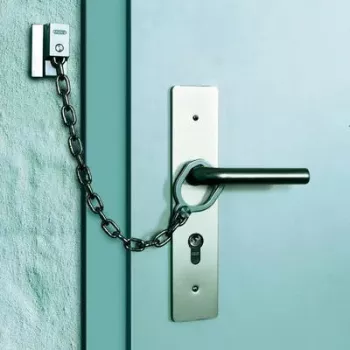 ABUS ABTS21540 Cadena de puerta con anilla de seguridad, acero niquelado, 215 mm