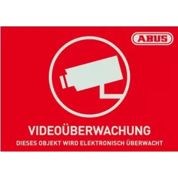 ABUS AU1421 Pegatina de alarma autoadhesiva rectangular roja/blanca 74 x 52,5 mm