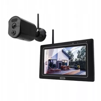 ABUS EasyLook BasicSet Sistema de videovigilancia inalámbrico - Monitor de 7 pulgadas + 1 cámara IP66, visión nocturna por infrarrojos, 2,4 GHz