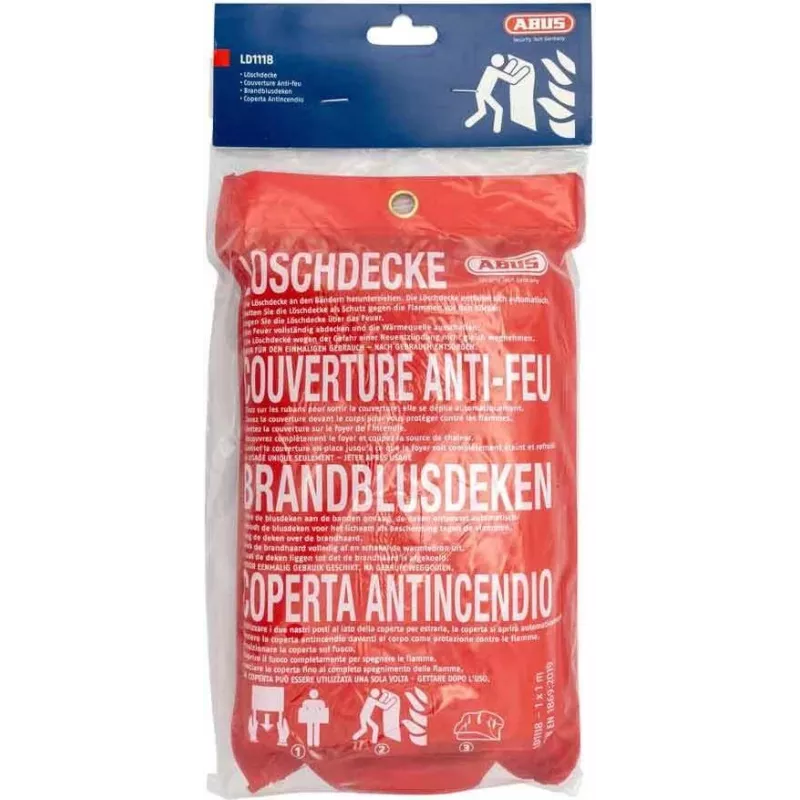 ABUS LD1118 manta ignífuga 100 x 100 cm fibra de vidrio roja DIN EN 1869:2001 86672
