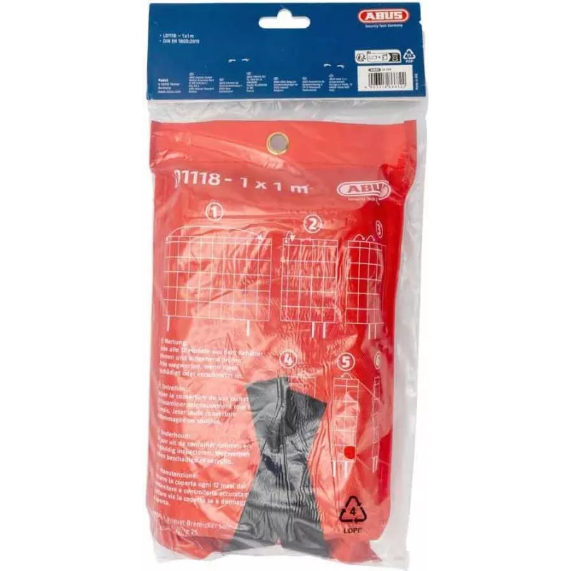 ABUS LD1118 manta ignífuga 100 x 100 cm fibra de vidrio roja DIN EN 1869:2001 86672