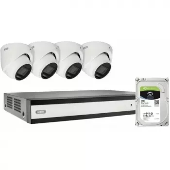 Kit de grabador híbrido analógico/IP ABUS SECURITY-CENTER TVVR33843D de 8 canales con 4 minicámaras domo