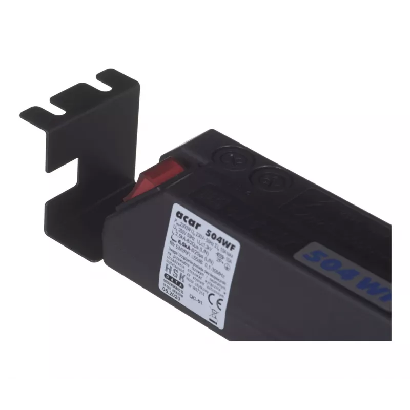 ACAR 504WF Regleta de protección contra sobretensiones EMI/RFI, 5 tomas Schuko, cable de 3 m, Negro