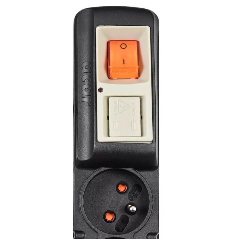 Acar S8 PRO Regleta con protección contra sobretensiones de 1.5m - 8 tomas Schuko, negra