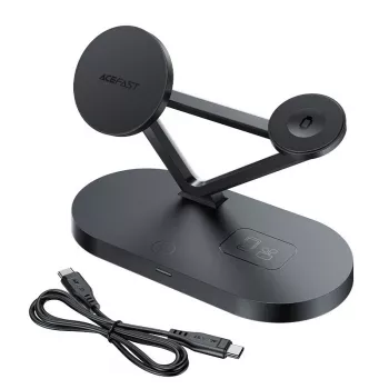 Cargador inalámbrico Qi de 15W ACEFAST para iPhone compatible con MagSafe, soporte para Apple Watch y Apple AirPods, magnético, negro
