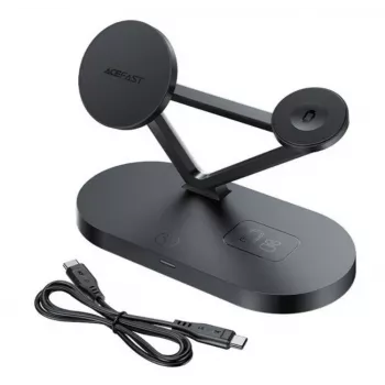 Cargador inalámbrico Qi de 15W ACEFAST para iPhone compatible con MagSafe, soporte para Apple Watch y Apple AirPods, magnético, negro