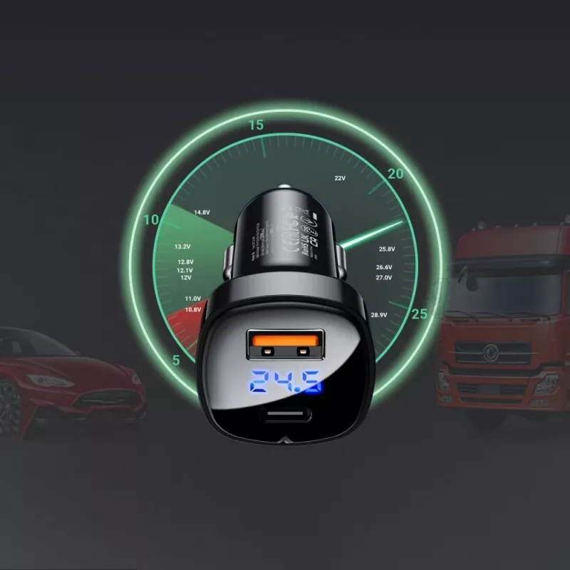 ACEFAST cargador de coche 66W USB Type-C / USB, PPS, Power Delivery, Quick Charge 4.0, AFC, FCP negro (B4 black)