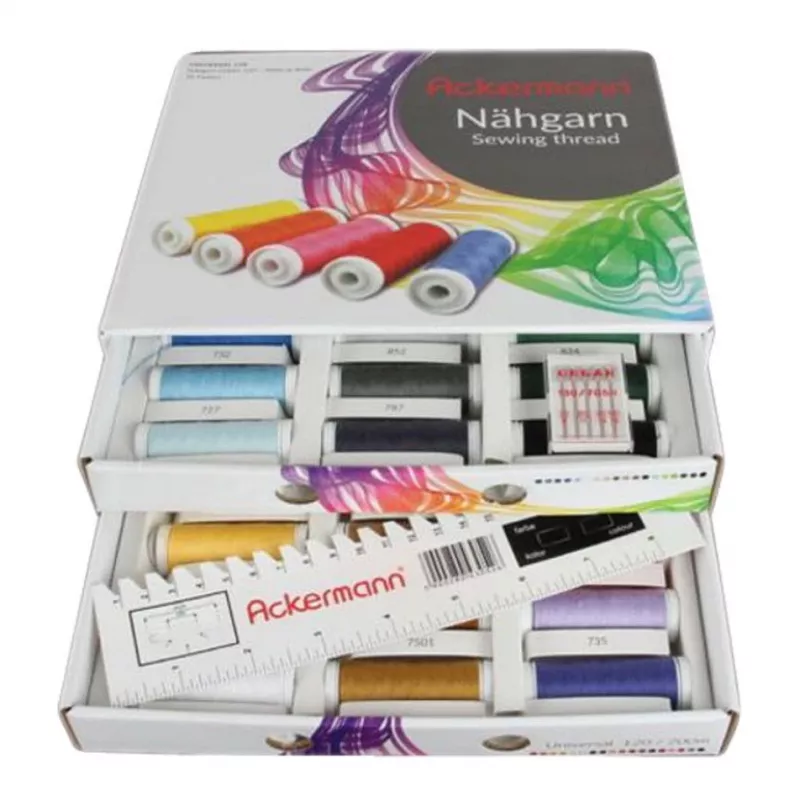 ACKERMANN caja de hilos de coser blanca