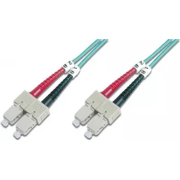 ACT 30m LSZH Cable de parcheo de fibra óptica multimodo 50/125 OM4 dúplex SC-SC, Aqua RL3730