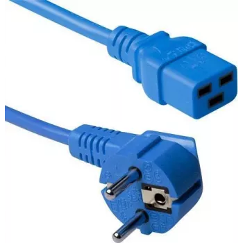 ACT cable de alimentación de 3m en ángulo Schuko a C19 azul 16A 250V AK5174